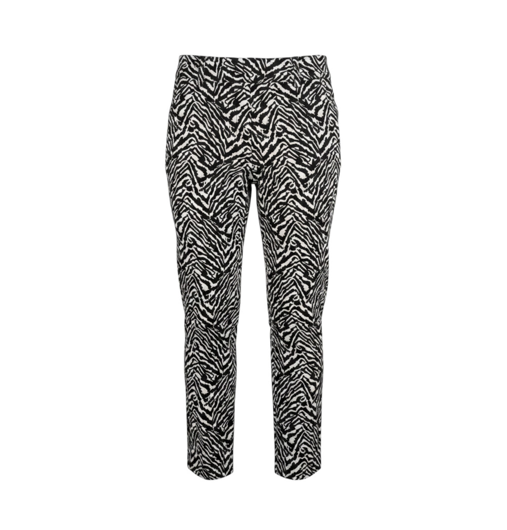 Cropped Stretch Pants Black White Zebra Print Women's Size M/L